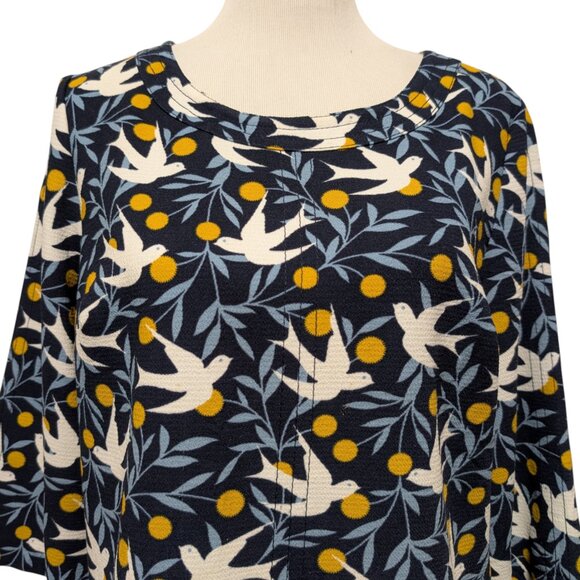 Boden Womens Size 10 Navy Blue Alda Swallow Bird Print Pullover 3/4 Sleeve Top G - Picture 4 of 10